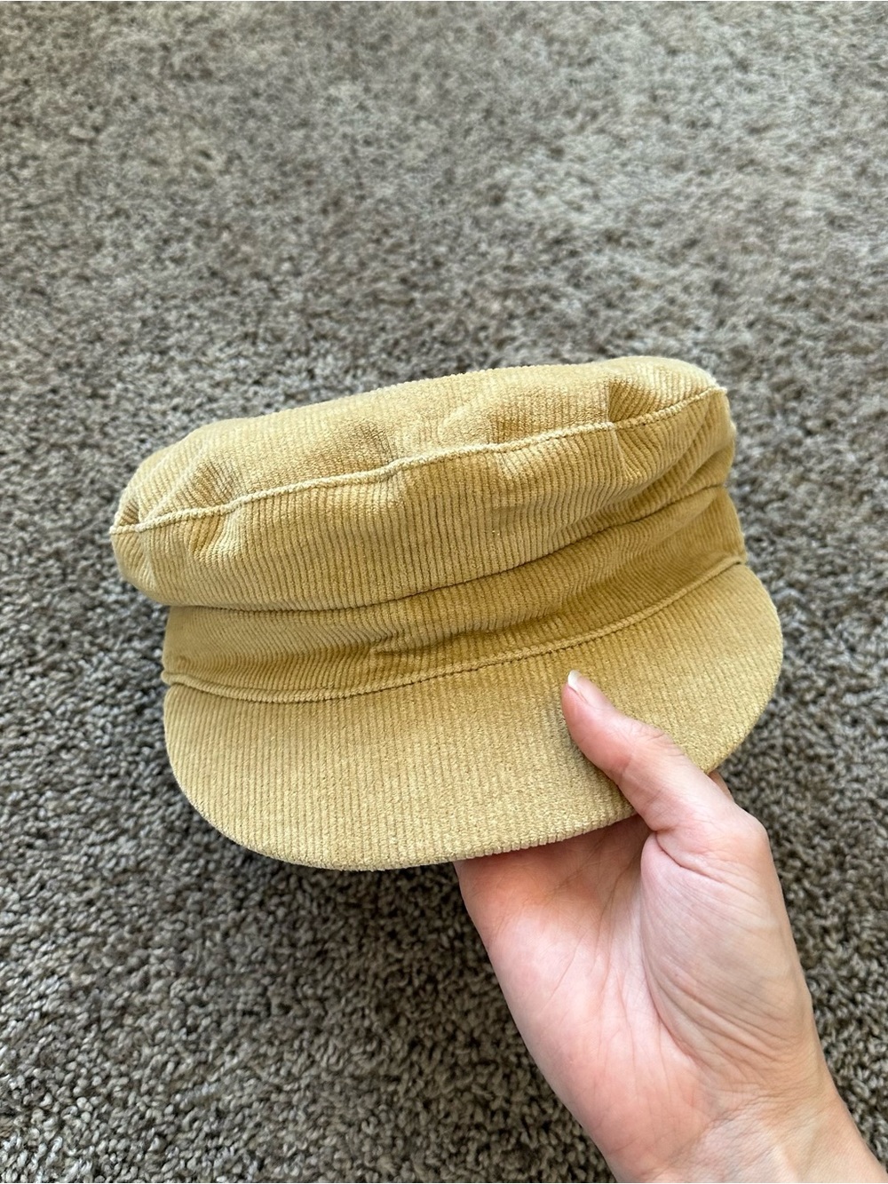 Lack Of Color Corduroy Baker Boy Cap in Tan